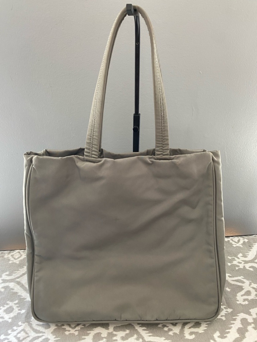 Prada Trssuto Grey/Green Nylon Tote - Picture 8 of 9